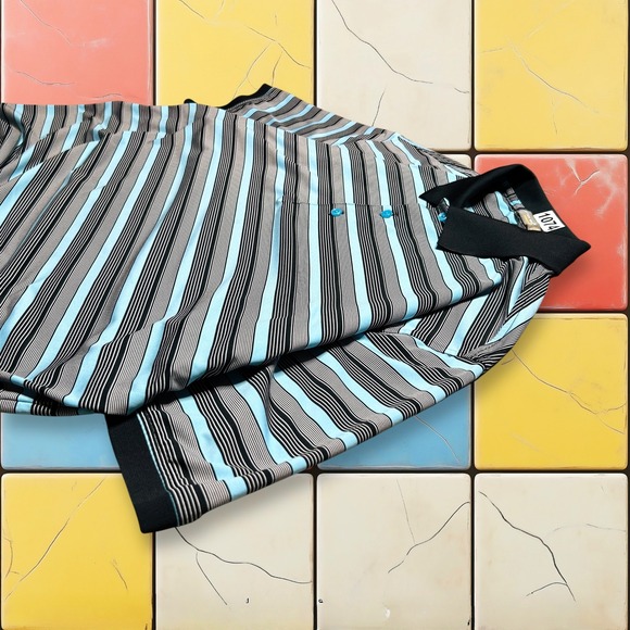 Peter‎ Millar Polo Shirt Mens XL Blue Black Striped Summer Comfort Golf Stretch - Picture 8 of 12